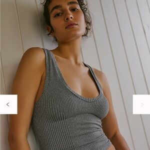 Free People Heather Gray Ribbed Tank Top Clean Slate Seamless Tank